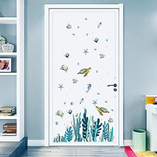 2 Sheets Under The Sea Wall Decals Sea Wall Stickers 3D Ocean Wall Stickers for Kids,Room,Bathroom,Bedroom,Nursery,Home Wall Decoration,Toilet,Kitchen