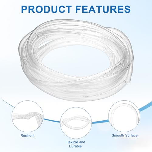 M METERXITY Vinyl Tubing 12mm ID x 14mm OD 50ft Flexible Plastic Tube with 2 Hose Ties, Lightweight Hybrid PVC Hose for Water Gardening/Airline/Aquarium Tubing [Clear] - size: 12mm ID x 50ft