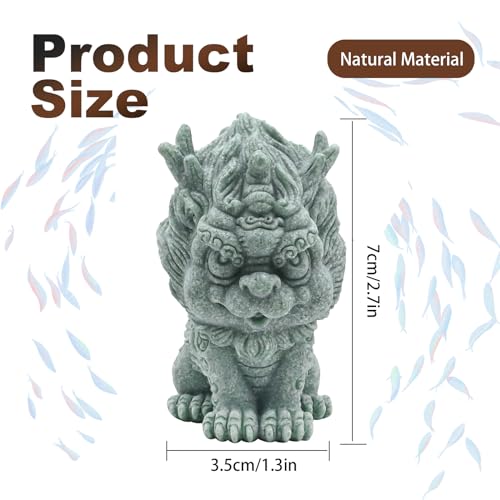 Feng Shui Ornaments Fish Tank Foo Dogs Bonsai Aquarium Fish Tank Statue Asian Oriental Aquarium Statues Qi Lin Figurines for Garden Fish Tank Bonsai Decoration Desktop Attract Wealth and Luck (S)
