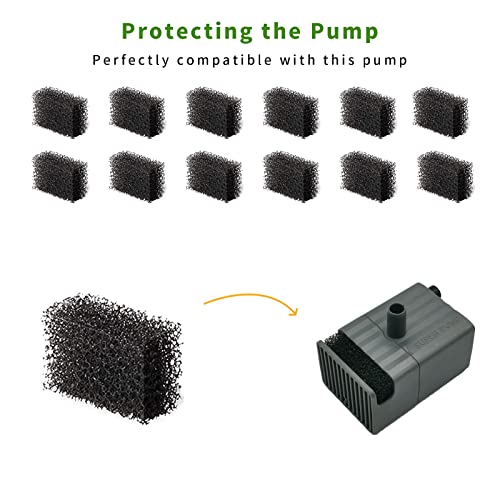 12 Pack Cat Water Fountain Sponge Filters, Replacement Foam Filters for 67oz/2L Pet Fountain 65oz/1.85L Dog Drinking Fountain