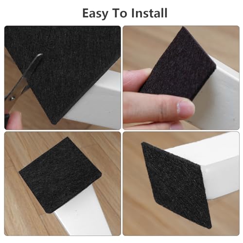 Yelanon Felt Furniture Pads for Hardwood Floors -36 Pcs 2" Premium Floor Protectors for Furniture, Felt Pads for Chair Legs, Black - size: 36 pcs 2" Square Black