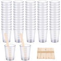 Gartful Resin Mixing Cups and Sticks, 110 Packs Epoxy Measuring Cups Kit - 60PCS 100ml Disposable Graduated Cups, 50PCS Wooden Stir Sticks for Mixing Paint, Stain, Epoxy, Resin - color: Clear cups+wooden stick, size: 50ml