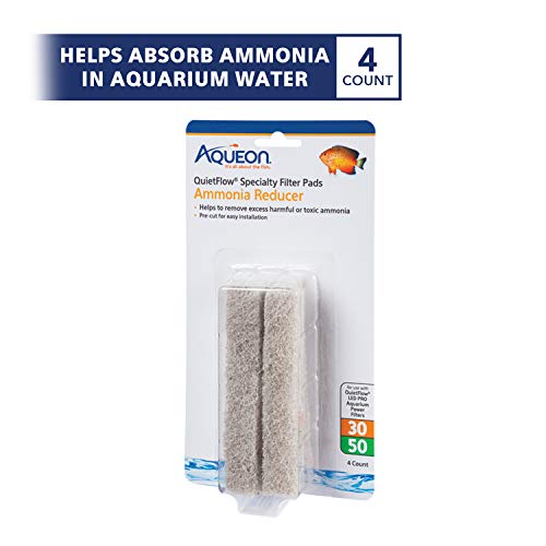 Aqueon QuietFlow LED PRO Ammonia Reducer 4 Count Filter Pads for Model 30 and 50 - size: For Model 30 and 50, style: Ammonia