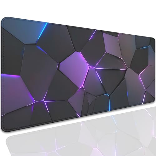 Cool Polygons Desk Pad Mouse Pad,Large XL Technology Mouse Mat with Stitched Edges,Non-Slip Rubber Base Mousepad for Office PC Keyboard Laptop and Home Work Desk Mat(27.5X11.8 in) - color: Cool polygons