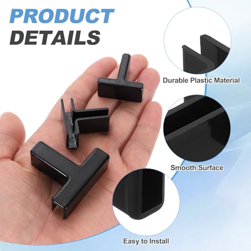 uxcell 24Pcs Plastic Glass Connector, Suitable for 5mm Thick t Shaped Glass to Glass Clamp, Fixing Bracket Rimless Clip Holder for Aquarium Fish Tank Display Shelves, Black - color: Black, size: 5mm
