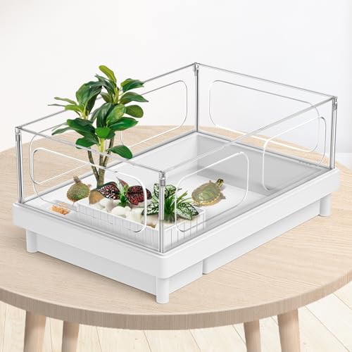 Moonorange Reptile Artificial Plants, Big Terrarium Plants Decorations Supplies, Aquarium Fish Tank Plants, Amphibian Habitat Hideout Tank Accessories(L Set-3pcs/H) - color: L Set-h