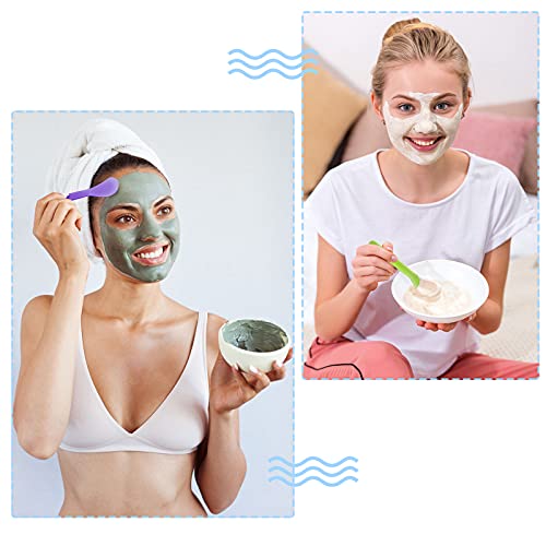 Patelai 50 Pieces Cosmetic Spatula Disposable Makeup Frosted Tip Spatula Plastic Makeup Tools Spoon Cosmetic Mask Spatulas Facial Cream Scoop Mask Spoon Stick for DIY and Sampling(Random Color) - color: Random Color