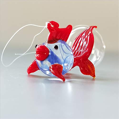 Fish Tank Ornaments Color Bubble Fish Miniature Hand Blown Tropical Fish Figurine Art Glass Sea Animals Collection,Set of 6 for Small and Medium Fish Tanks (4) - color: Multicolored-3
