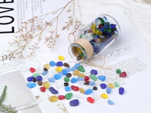 YATOJUZI Aquarium Gravel Fish Tank Rocks 0.85lb Sea Glass Stones for Crafts Decorative Frosted Glass Pebbles for Aquarium Fish Tank Vase Filler DIY Home Decor - color: Mix Color