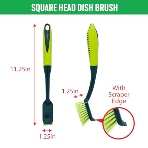 Pine-Sol Scrub Brush Set - Long Handle Cleaning Brushes with Heavy Duty Bristles and Comfort Grip - Scrubbers for Kitchen, Household, and Dishwashing, 3 Pieces - size: 3 Piece Set