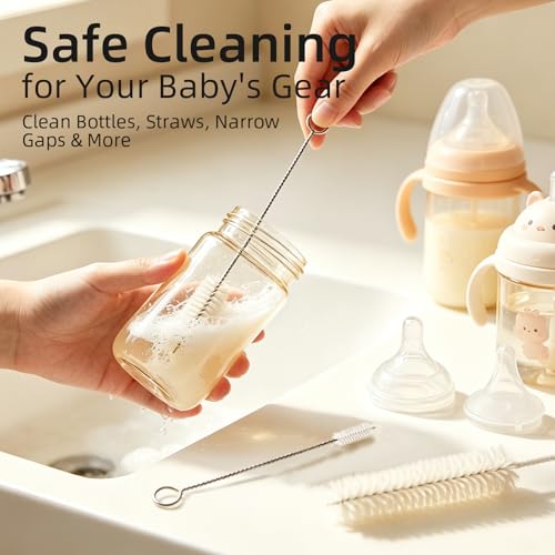 Masthome 9 Pack Bottle Brush Set, Boar Bristle Mixed PP Baby Bottle Cleaner, Long Handle Straw Brushes for Narrow Neck Bottles, Hummingbird Feeder, Wine, Beer