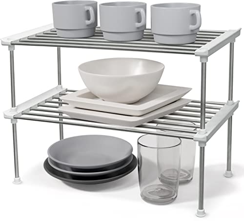 carrotez Cabinet Organizer Shelf, Set of 2 Stackable Kitchen Counter Shelves, Kitchen Cabinet Organizers and Storage, Pantry Storage Shelf Organizer, 15.7 x 7.8 x 6.1 - White - color: White, size: Large(15.7 x 7.8 x 6.1")
