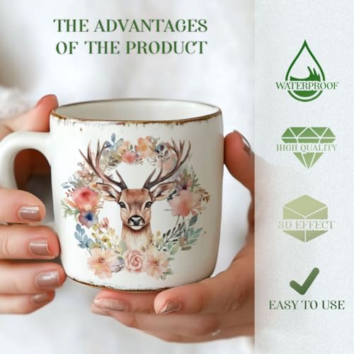 18 Pcs Deer UV DTF Cup Wraps for 16OZ Glass, 4.3 x 9.4 Inch Animals Forest UV DTF Transfer Stickers Waterproof Rub on Transfer Decals for Glass Bottle Vase Furniture Crafts - style: Deer