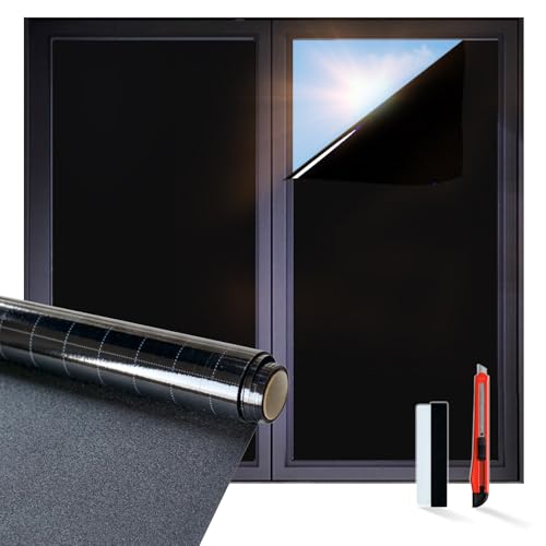 100% Blackout Window Film, Total Room Darkening, Static Cling, 23.6"x78.74" - color: Pure Black, size: 23.62"x78.7"