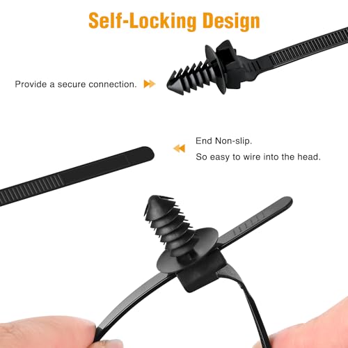 GOOACC Push Mount Cable Zip Ties Heavy Duty Nylon Push Mount 4 Popular Sizes Self Locking Cable Strap Assortment for Indoor Outdoor Wire Tying Construction Auto ect. -120 Pcs - color: 120pcs Push Mount Cable Zip Tie-4 Sizes