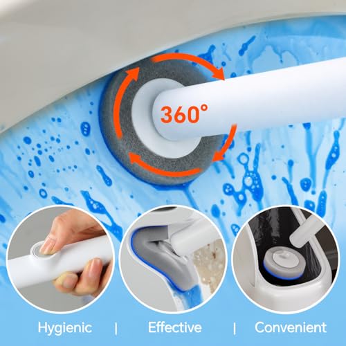 Spreezy Disposable Toilet Brush Set, Touch-Free Toilet Wand Kit with 54 Refills & Holder, Disposable Toilet Bowl Brush