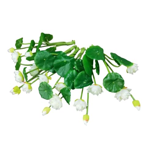 6 Pcs Water Lily Artificial Flower,10" Silk Plants Floating Flowers,Plastic Flowers Lotus Flowers,Realistic Fake Flowers Lotus Decor for Fish Tank Decoration Home Decor(White) - color: White