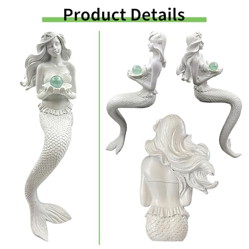 Teaeeno Unique Mermaid Fish Tank Decorations, Mermaid Statue Decor House Ornament Kit, Aquarium Decor, Charming Mermaid Decor Statue, Resin Aquarium Décor Thematic Ornaments (White) - color: White