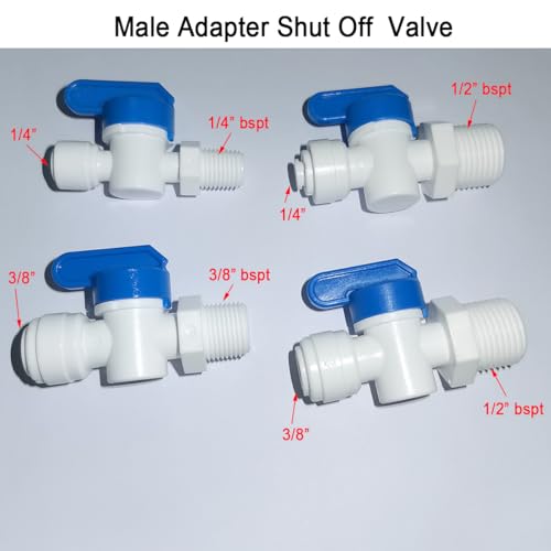 1/4" Male thread adapter to 1/4" o.d. tube shut off valve, Quick Connector Push-In Tube Fitting, for Reverse Osmosis Water Filter Purifier,5pcs. - size: 1/4" male thread x 1/4" o.d. tube