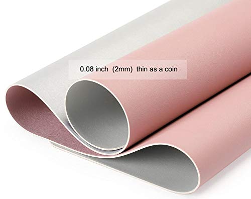 SUJAYU Dual Sided PU Leather Desk Pad, Mouse Pad, Office Desk Mat, Non-Slip Laptop Desk Pad, Waterproof Desk Writing Pad for Office and Home (31.5" x 15.7", Pink+Silver) - color: Pink+silver, size: 15.7" x 31.5"