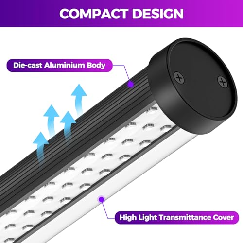 72W Black Light Bar - Upgraded 4ft Blacklight Bar 395nm to 405nm LED Black Lights Premium Floor Stand UV Light Bar with 6ft Cord, Plug, Switch for Glow Party, Halloween (2 Pack)