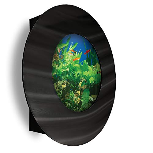 Aussie Aquariums 2.0 Wall Mounted Aquarium - Porthole Brushed Black Fish Tank - color: Black, size: Porthole
