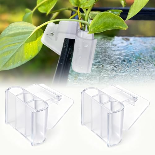 2 Pack Hanging Aquarium Plant Holder – 3 Holes Aquatic Plant Cups, Fish Tank Holder for Aquatic Plants, Ideal for Aquarium Tank Decoration(Transparent) - color: Transparent,2 Pcs