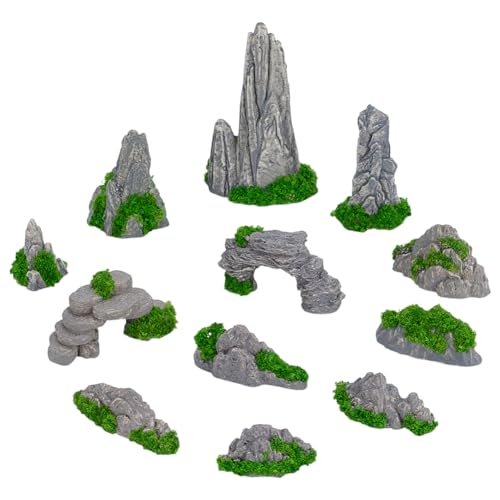 FINGERINSPIRE 12PCS Small Rockery Ornament 12 Style Resin Mini Rockery Decoration Mini Zen Garden Accessories Miniature Mountain for Bonsai Aquarium and Tabletop Display - style: Rockery Decoration