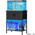 HOOBRO 20 Gallon Fish Tank Stand with Power Outlets and LED Light, Metal Frame Aquarium Stand, Reptile, Turtle Tank Stand with Cabinet Storage, 27.6'' L x 15.7'' W, 300 LBS Capacity, Black BB40UDFT01 - color: Black