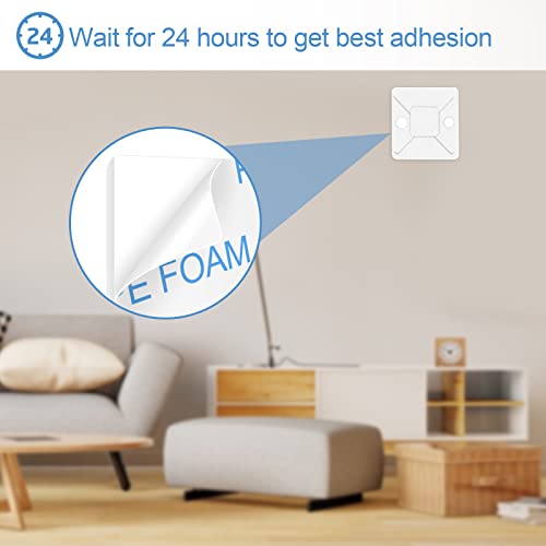 Zip Tie Mounts - SeuYeugX 100 PCS Cable Self Adhesive Mounts Set for Wire Management with Stick Pads Anchors Clips Squares Holders (White) - color: 100pack White