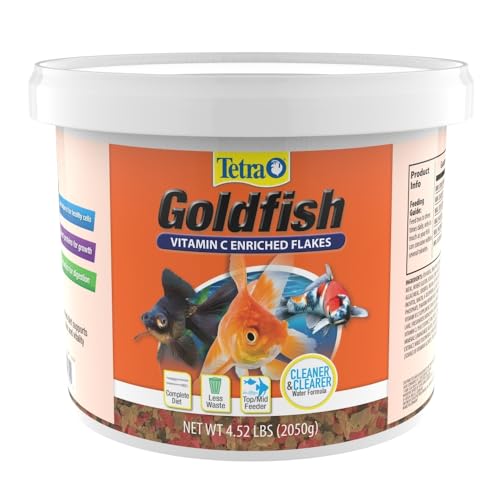 Tetra Goldfish Flakes, Nutritionally Balanced Diet For Aquarium Fish, Vitamin C Enriched Flakes, 4.52 lbs oz - size: 4.52 Pound (Pack of 1)
