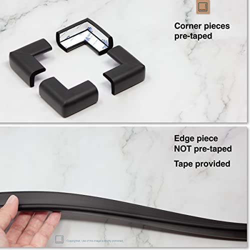 Roving Cove Slimfit Corner Edge Protector for Baby Proofing (Small 18ft Edge 8 Corners), Furniture Safety Bumper Guard, Soft NBR Rubber Foam, 3M Adhesive, Onyx Black - color: Onyx Black, size: Small 18 feet