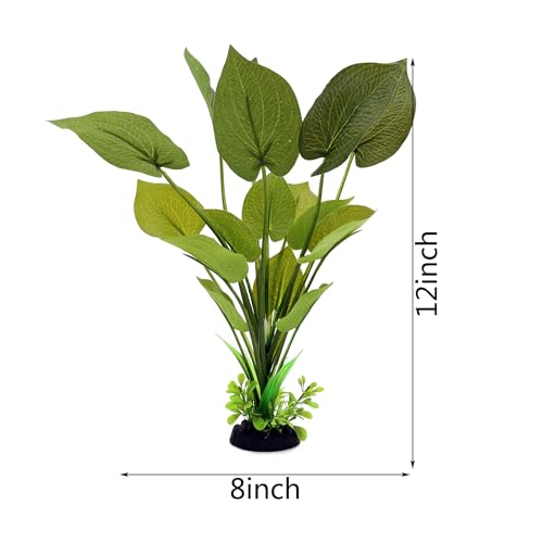 ALEGI Silk Aquarium Plants, 12 Inch Artificial Silk Plants Decorations for Fish Tank,Aquarium Décor Plastic Plants (Green, 2 Pack) - color: Green