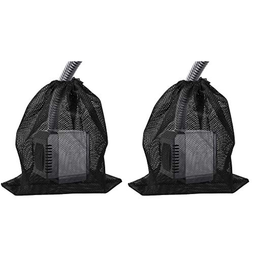 EQINI 2 Pack Pump Barrier Bag, 12.2"*15.9" with Drawstring Pond Mesh Pump Filter Bag for Pond biofilters Aquarium Filtration and Outdoor Swimming Pool Black Media Bags