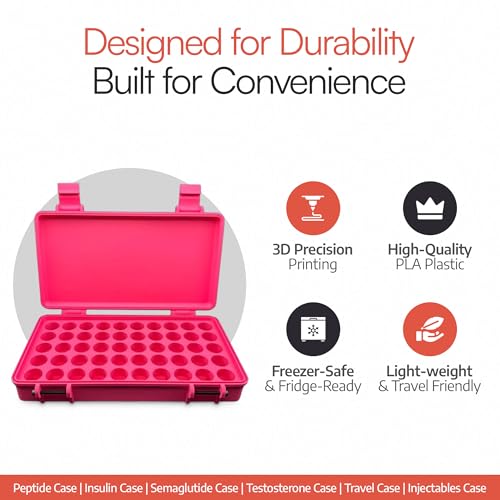 3D Printed Vial Storage Case - Waterproof 3ml Vial Storage Case with 50 Slots - Freezer Safe Hard Shell Essential Oil Case for Home, Fridge, Travel, 16mm Max Diameter, 35mm Max Height - color: Arctic Teal, size: 50 Slots
