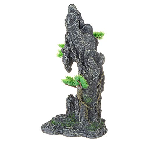 Tall Mountain View Stone Aquarium Ornament, Artificial Resin Rock Fish Tank Decoration for Aquarium Landscape, Supplies