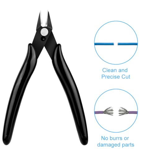 Ainiv Wire Cutters, 4PCS Spring-loaded Side Cutters Flush Cutters, Diagonal Cutters Precision Side Cutters, Diagonal Cutting Pliers in CRV Steel, Heavy Duty Cutting Pliers for Electrical, Homes - color: Black Wire Cutter-4pcs, size: 4pcs