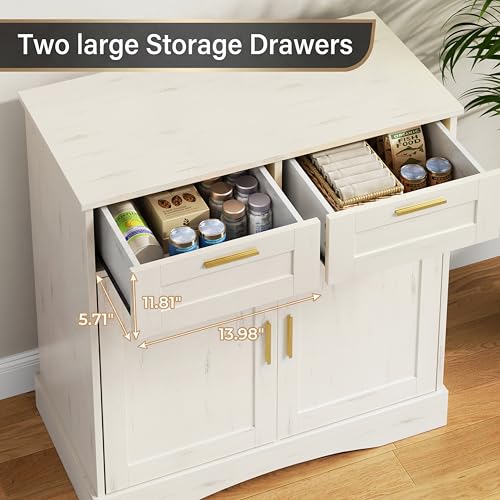 29 Gallon Fish Tank Stand with Storage Cabinet, Aquarium Stand 29 Gallon, with 2 Drawers for Fish Tank Accessories Storage, 30.71x 15.75'' Fish Stand Tabletop (Vintage White, PTBX01WH) - color: Vintage White, size: 20-29 Gallon
