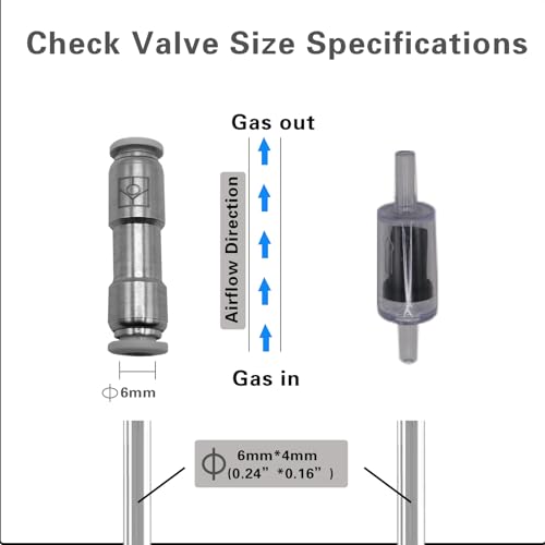 Aquarium Check Valves 1 Way Non-Return Valves Spare Parts Kit for CO2 System & Air Pump