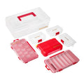 Geinxurn Plastic Tools Box Set, 7Pieces Red Transparent Portable Storage Case for Various Tools and Small Parts Accessories Storage Organizer - style: Rdbox-Mixed