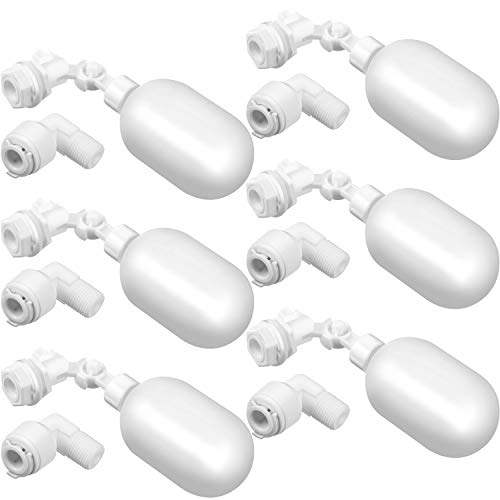 Mudder 6 Pack Float Ball Valve 1/4 Inch Adjustable Plastic Water Filter Float Valve for Ponds, Water Tank, Pump, Trough, Aquariums, Aquaculture, Reservoir