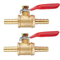 Brass Ball Valve Shut Off Switch, Tubing Fitting Straight Coupling Adapter 2pcs (1/4" Barb x 1/4" Barb) - size: 1/4" Barb x 1/4" Barb