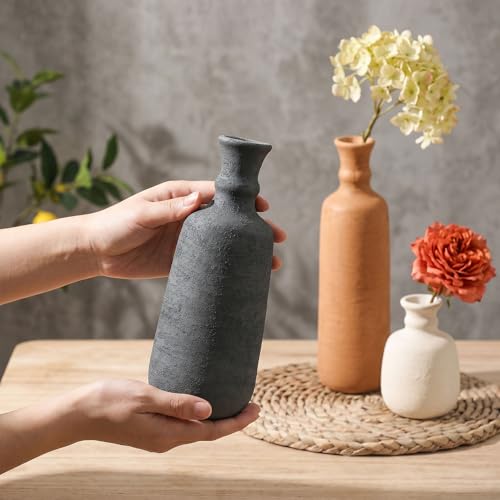 Ceramic Vase Set, 3Pcs Flower Vases for Modern Boho Farmhouse Decor, Decorative Vases for Pampas Grass & Dried Flowers, Distressed Finish - color: G