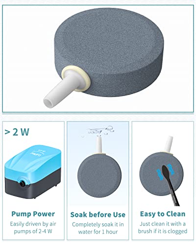 Pawfly Aquarium Air Stone Disc Bubbler 1.5 inch, Oxygen Diffuser Airstone for Nano Air Pumps Fish Tanks Buckets Small Ponds and DWC Reservoirs, 4 Pack - color: 4 Pack