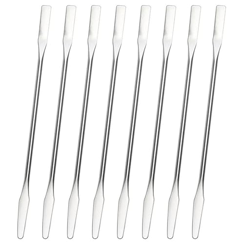 8 PCS Stainless Steel Lab Laboratory Mini Double-Ended Spatula,Micro Spatula, Semi-Micro Shovel Tapered Arrow End Flat Ends,Mini Metal Spatula,6" Length