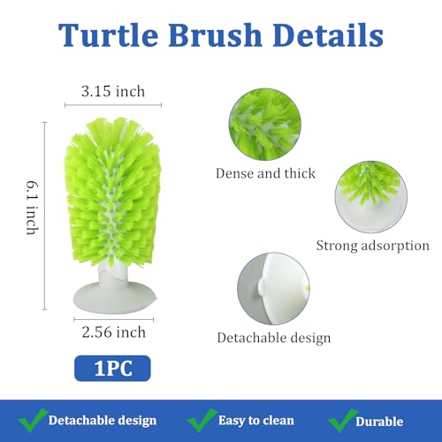 Turtle Brush with Filter Ball & Feeding Ring, Suction Cup Turtle Tank Decorations, Securely Adheres to The Surface of Water Tanks, for Remove Dirt from The Turtle's Back and Belly