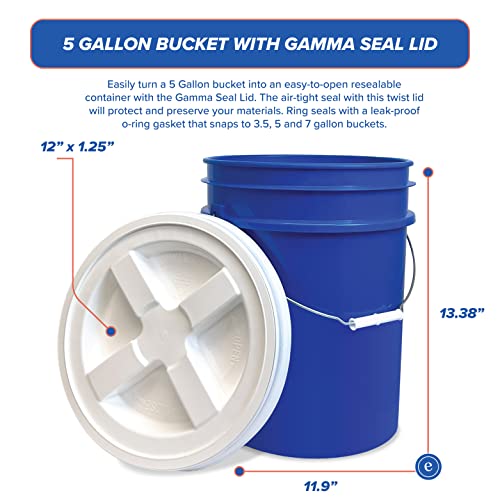 ePackageSupply 5 Gallon Bucket - Food Grade Bucket with Airtight Gamma Seal Screw-On Lid, BPA-Free, Heavy-Duty 90 Mil HDPE Plastic, Bulk Storage, Durable Container, Made in USA, Blue/White, 3 Packs - color: Blue/White, size: 3 Packs