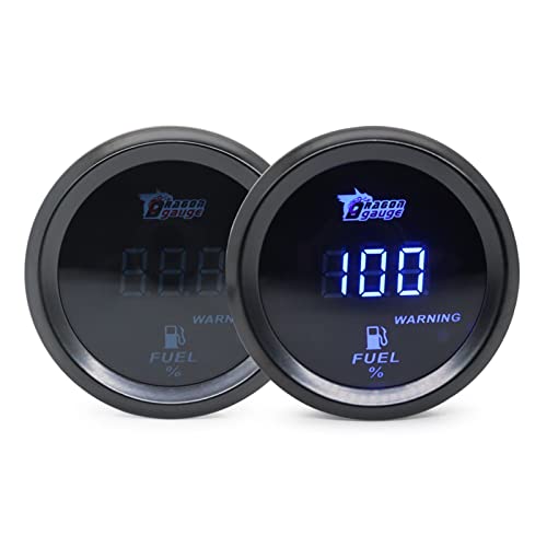 GoolRC Fuel Gauge Kit, 52mm 12V Universal 240-33 Ohms Fuel Level Gauge Meter Digital Display Car Fuel Level Gauge Blue Led/Red Led Fuel Tank Meter for Ships Car Truck Vehicle Automotive