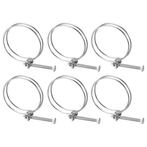 uxcell 6Pcs Double Wire Hose Clamp, 78-85mm Adjustable Stainless Steel Wire Hose Clips with M8 Bolt for Dust Collection Hose, Pump Hose Pipe - size: 78-85mm