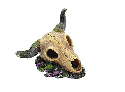 Leoyoubei 6 x 7.5 inch Aquarium Decoration Fish Tank Décor Ornaments Fish Turtle Hidden,Amphibians Bonsai Beautification Cave Landscape Pet Reptile House Sheep Skull Light Brown - color: Brown-sheep Skull